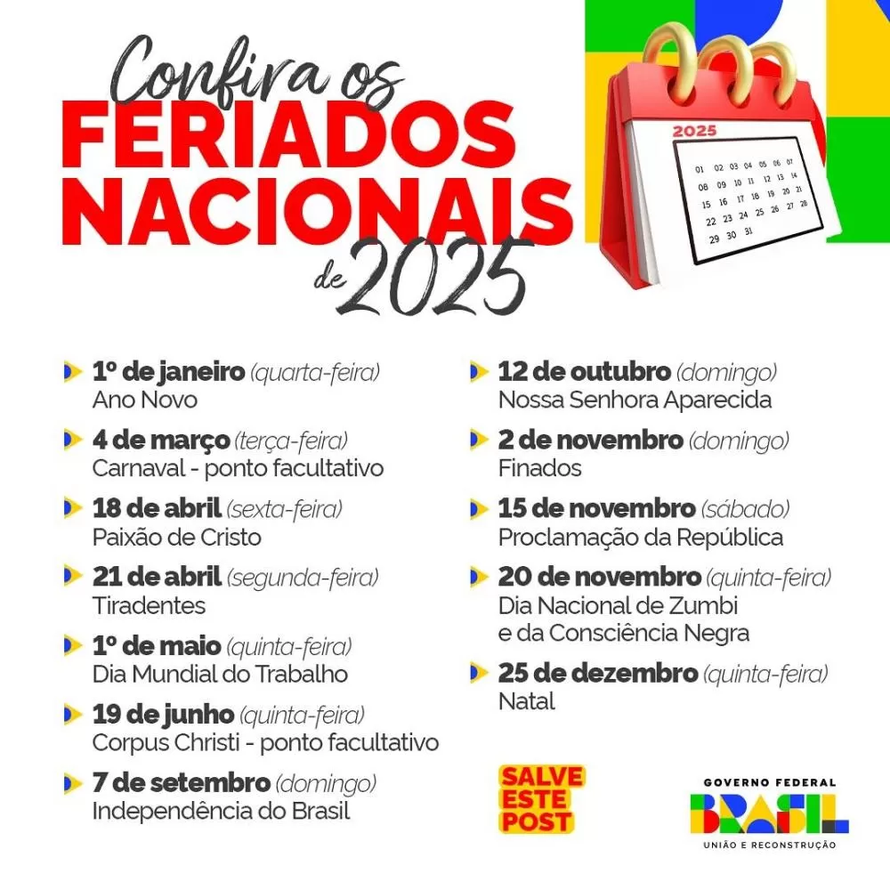 Junho terá feriado de Corpus Christi; leia o calendário de 2025