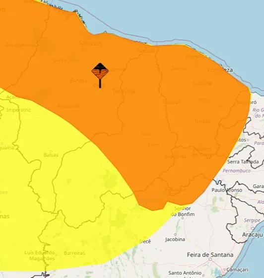 Inmet emite alertas para chuvas intensas em todo o Piauí até sexta-feira (20)