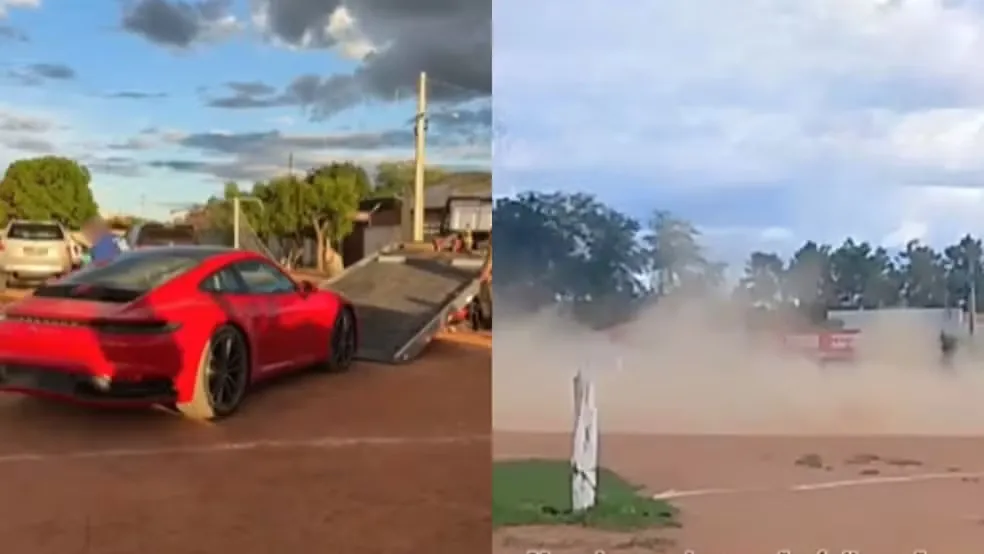 Porsche e picape usadas em 'cavalo de pau' são recolhidas após manobras perigosas no PI — Foto: Reprodução/PM-PI