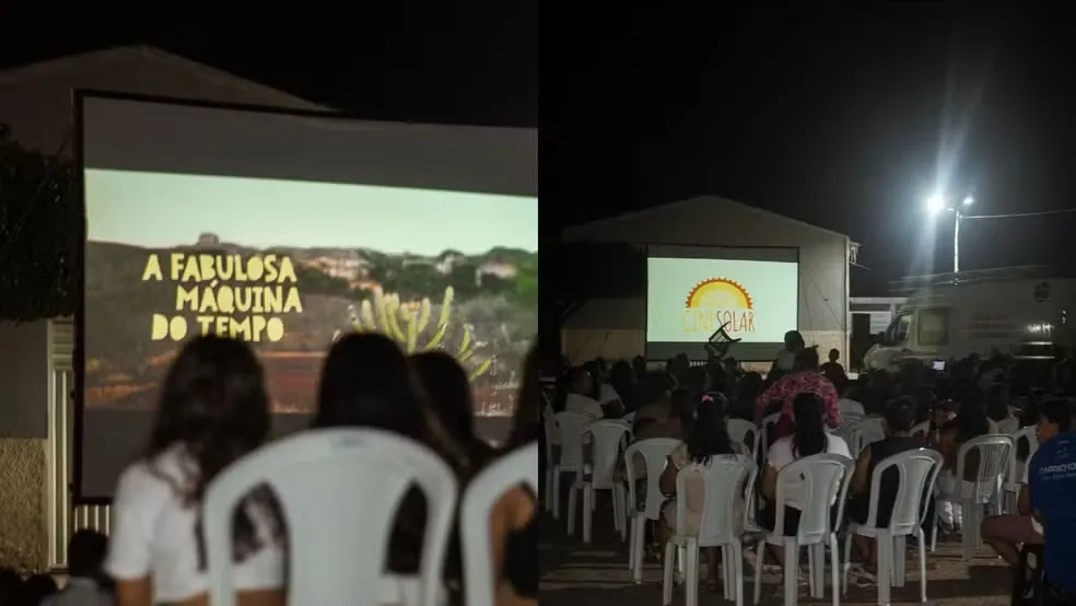 Exibição de filme premiado internacionalmente reúne mais de 600 moradores em cidade no PI — Foto: Jéssica Borges/CineSolar