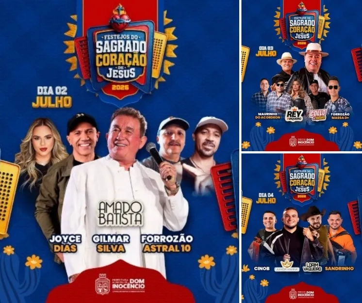 Prefeitura anuncia shows de Amado Batista e Rey Vaqueiro nos festejos de Dom Inocêncio