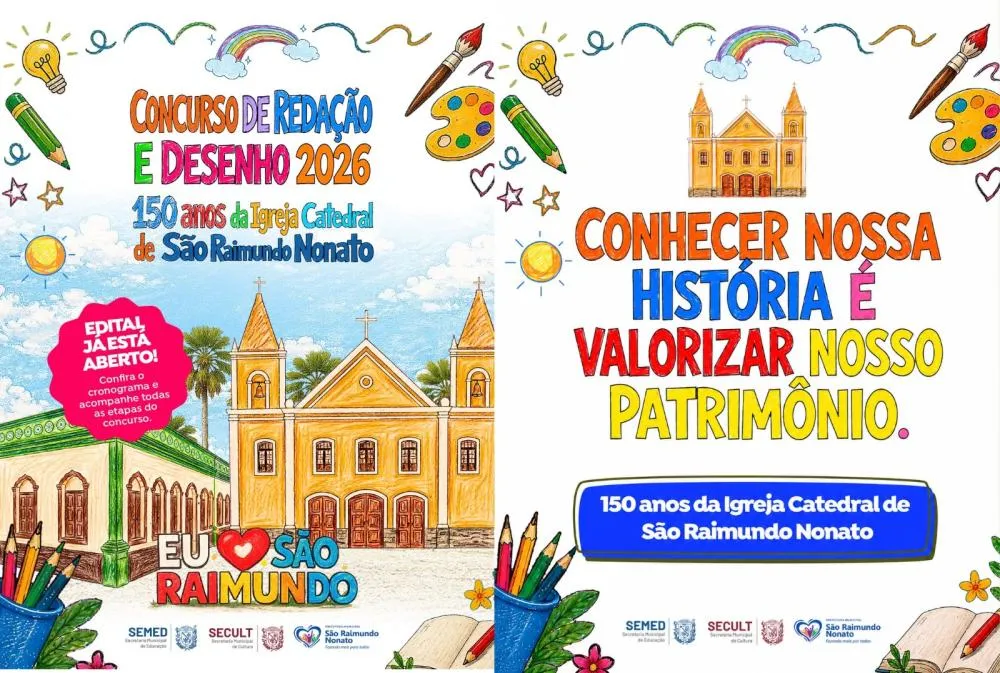 Prefeitura de São Raimundo Nonato promove Concurso de Redação e Desenho em celebração aos 150 anos da Igreja Catedral
