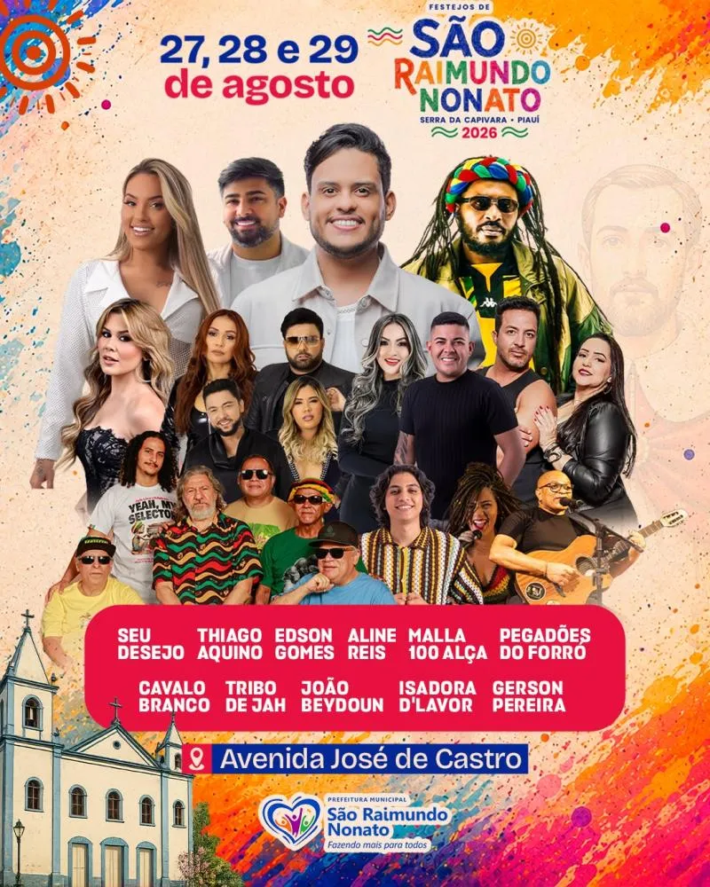 Prefeitura divulga programação dos grandes shows dos Festejos de São Raimundo Nonato 2026