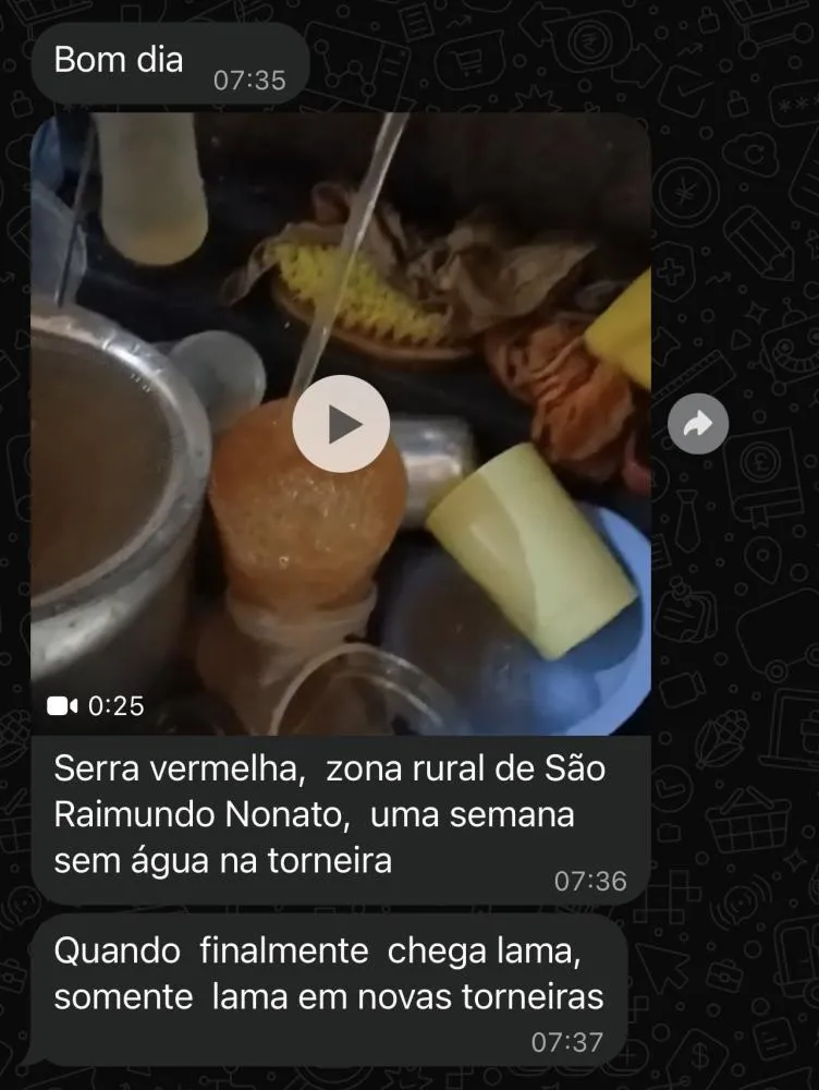 Morador denuncia água com coloração vermelha na Serra Vermelha