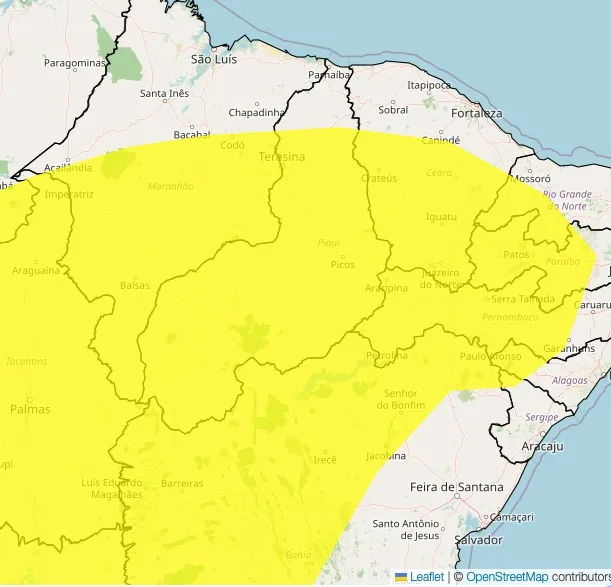 INMET emite alerta de baixa umidade para municípios do Piauí até terça-feira (22)